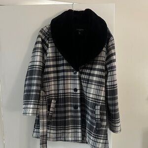 Black and White Checkered Pea Coat